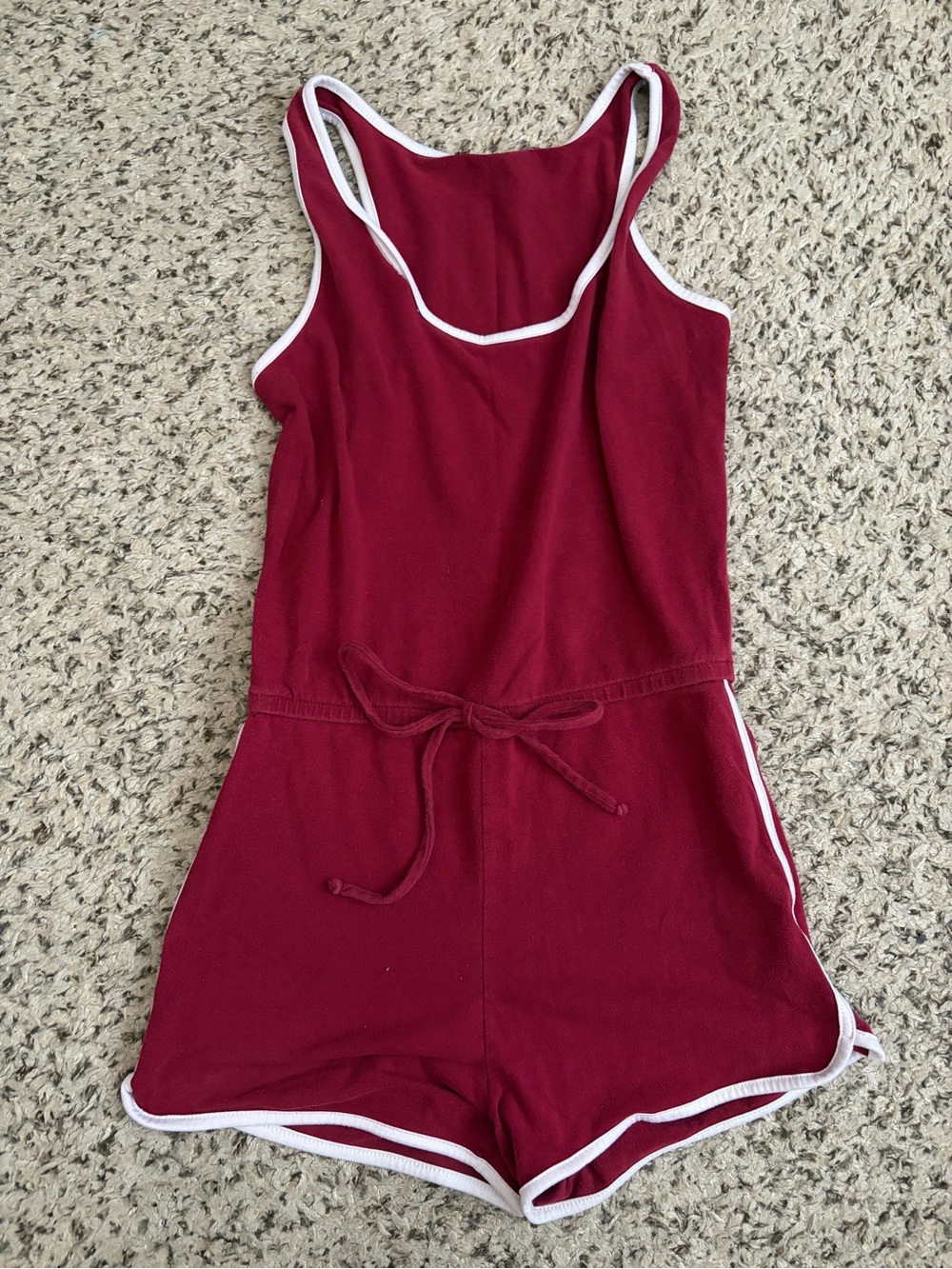 Papaya Burgundy Tank Romper with White Trim